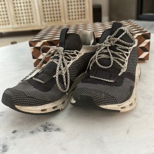 On cloud sneakers. Used condition but lots of love left. Navy blue and white